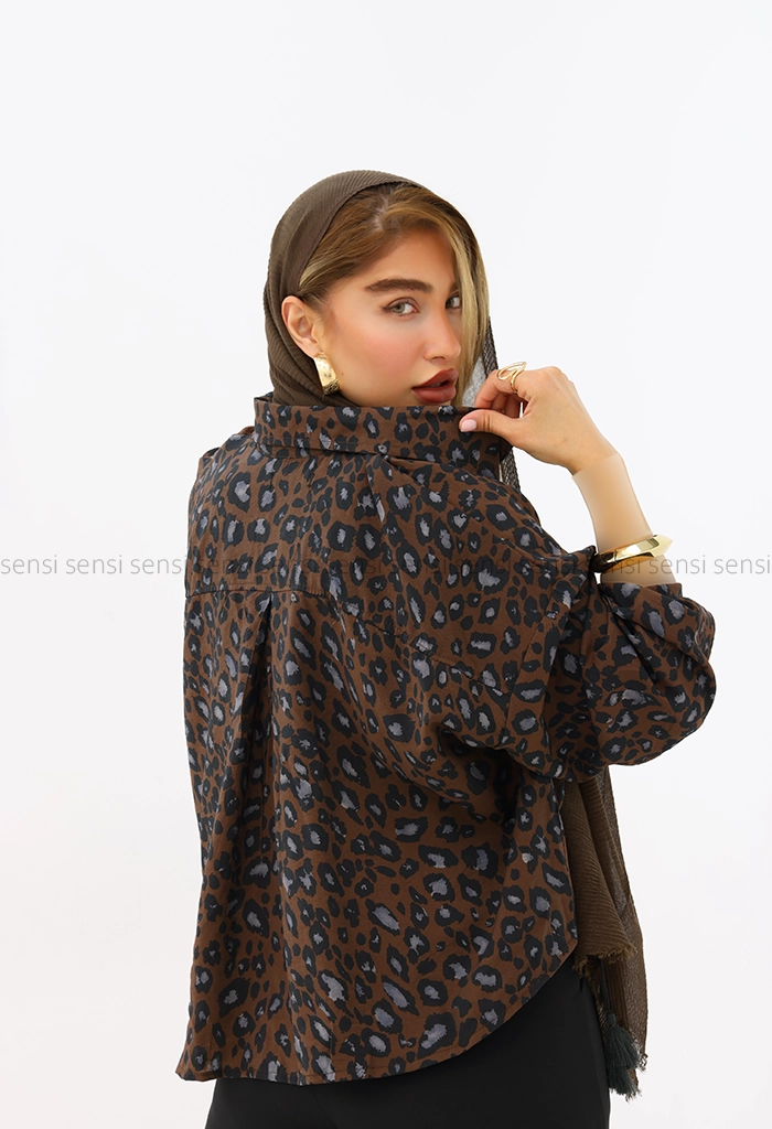 شومیز پری پلنگی جلو پیچ کد1005984